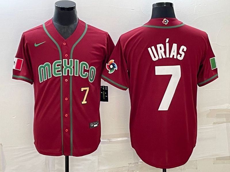 Men 2023 World Cub Mexico #7 Urias Red Nike MLB Jersey31